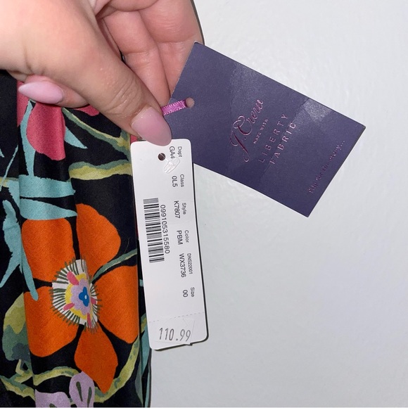 NWT J.Crew Ruffle Dress in Liberty Pavilion Black Floral Dress 00 - Picture 6 of 10